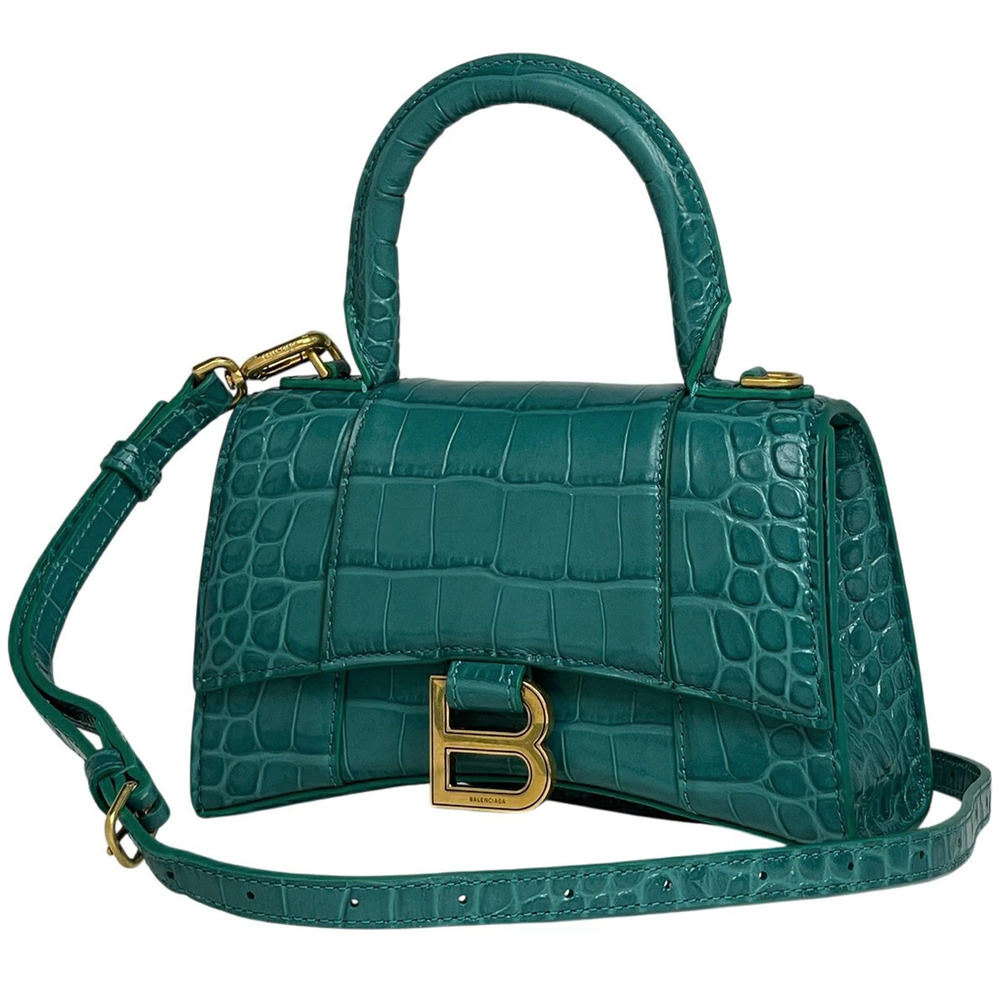 Balenciaga Hourglass Leather Bag Green